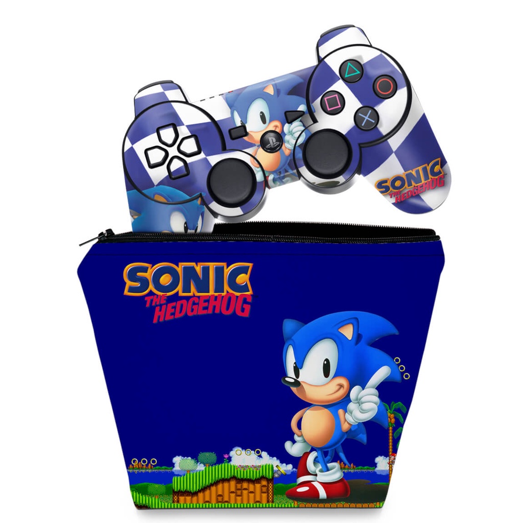 Capa Case e Skin Adesivo PS3 Controle - Sonic Hedgehog