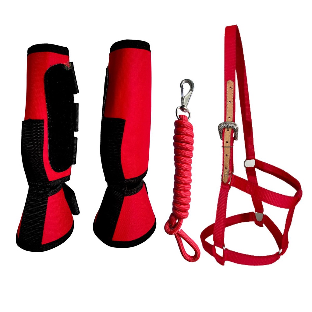 Kit Cabresto Quarto De Milha Inglês + Par De caneleiras Com Cloche