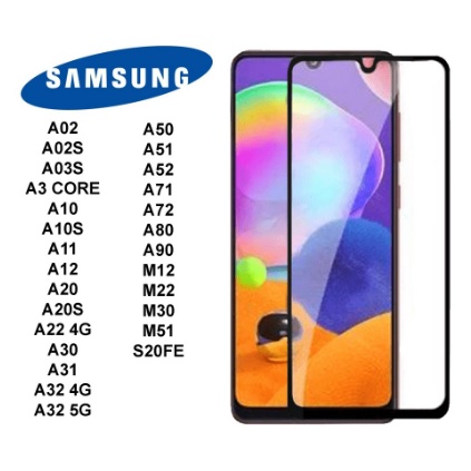 Pelicula de vidro temperado para Samsung Galaxy 3D 9D Full A01 A01CORE A02 A03S A03CORE A10 A11 A12 A134G A20 A20S A21S A22 A23 A30 A30S A31 A32 A41 A50 A51 A52 A52S A70 A71 A72 A73 A80 Pronta entrega