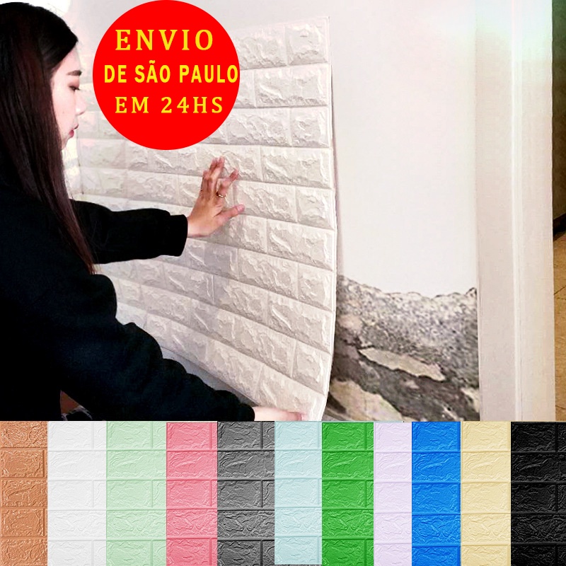 Kit 5 PÇS / 10 PÇS - Papel De Parede 3D Adesivo Placa Espuma Tijolo Para Sala Quarto Impermeável em Oferta na Shopee