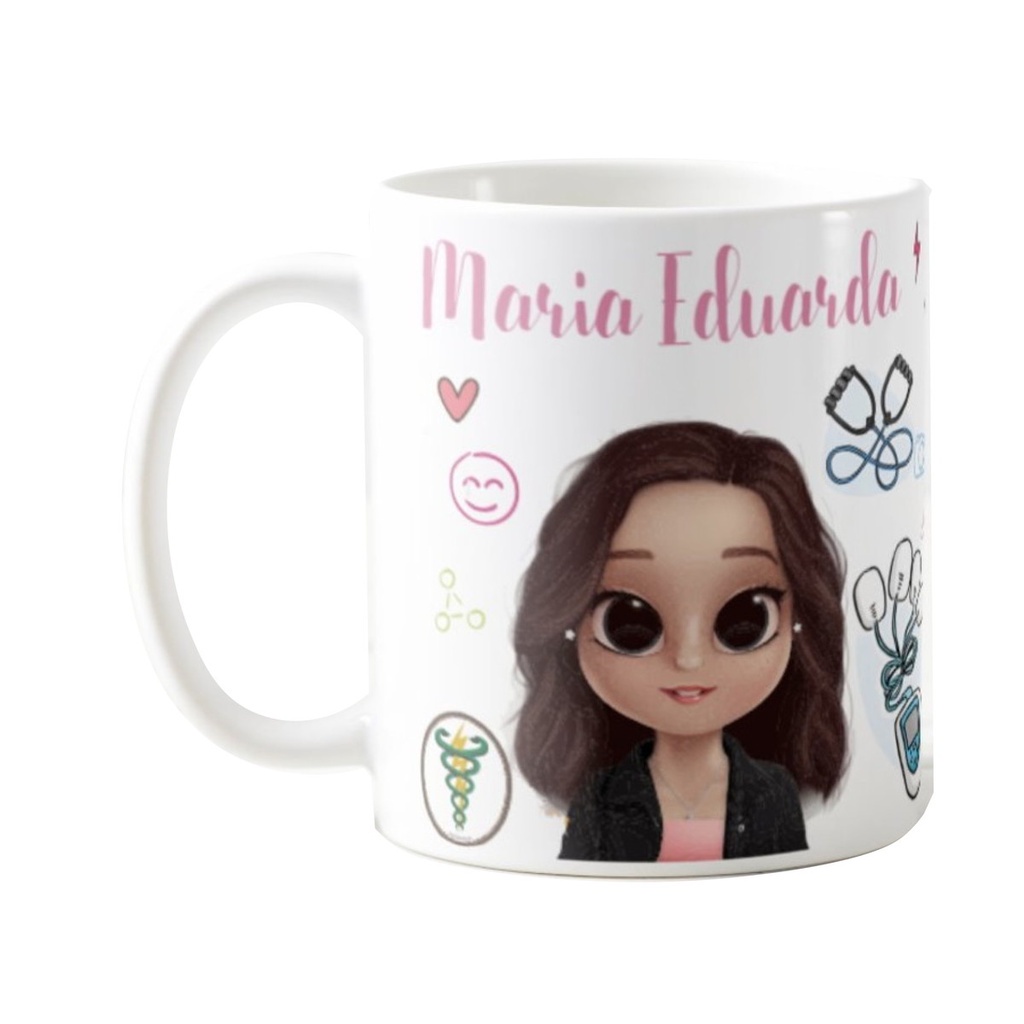 Caneca Fisioterapia Presente Criativo Profissão Fisioterapeuta com Avatar