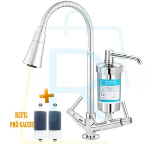 Torneira Cozinha Filtro Flexível Bancada Luxo Jato Duplo Cone Cromado C-66 Cd. 1135