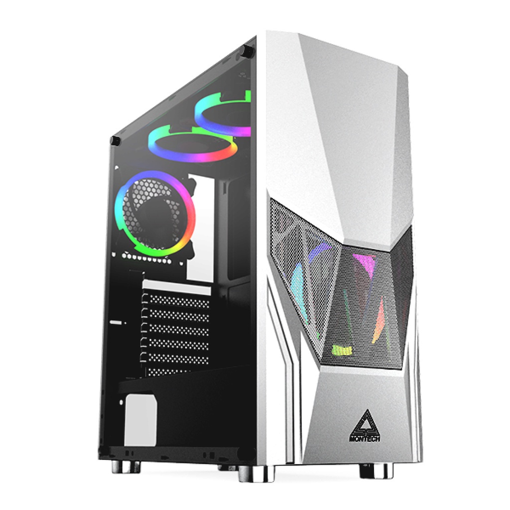 Gabinete Gamer Montech FIGHTER 500, Mid Tower, White, ATX, 4 Fans, Vidro Temperado