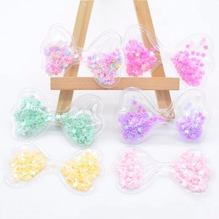 12 Pcs 62x36mm Bow Tie Plástico Transparente Enchimento Apliques De Lantejoulas Para DIY Artesanato Chapéu Patches Headwear Grampos De Cabelo Decoração