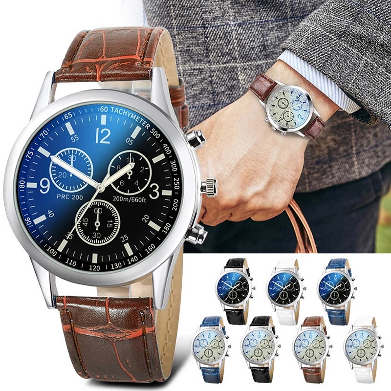 Relógio De Quartzo Masculino Com Três Olhos Seis Pontos Casual Pulseira Fashion