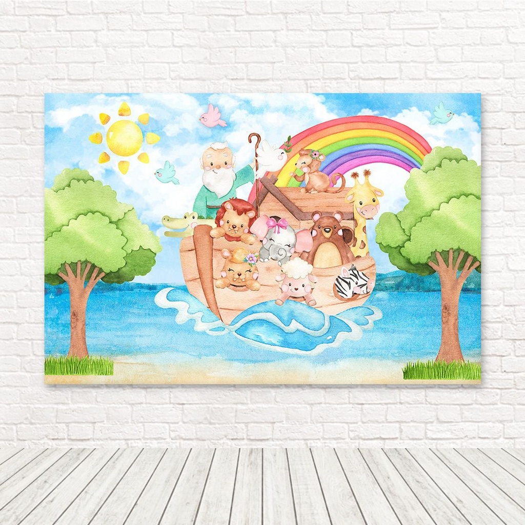 Painel Retangular Sublimado Arca de Noé 2,00x1,50 FRT-4023 em Oferta na Shopee