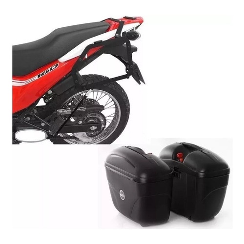 Suporte Lateral Scam + Par Bau Givi 21 Litros - Bros 150 160 / Xre 190 2016 a 2026