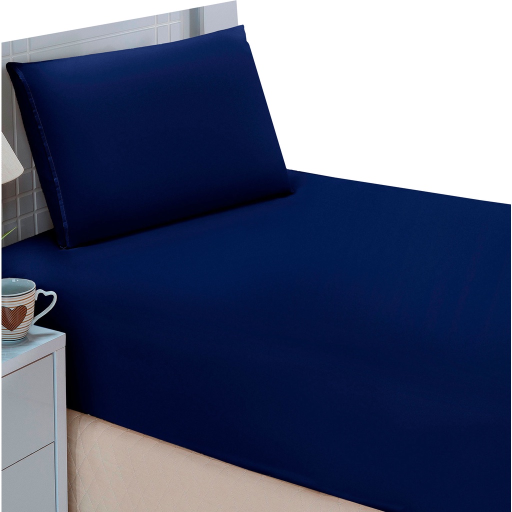 Jogo de Cama Solteiro 400 Fios Percal 02 Pçs Com Barra, Antiácaro, Anti-pilling com Toque Macio