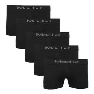 Kit 5 Cuecas Boxer Sem Costura Macho Poliamida - Preta