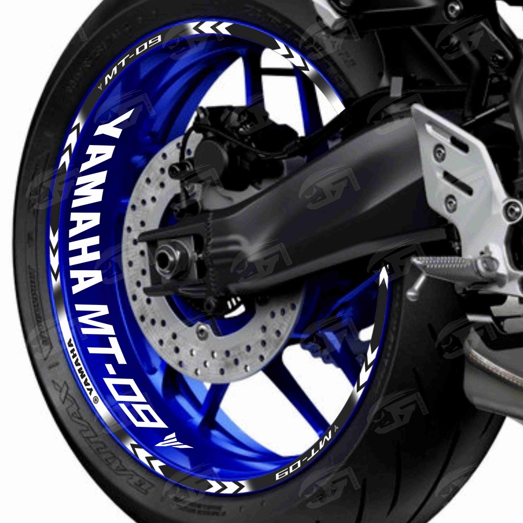 Adesivo Friso Refletivo Roda Moto Yamaha MT-09 MT 09 + Adesivos Internos M01 roda azul