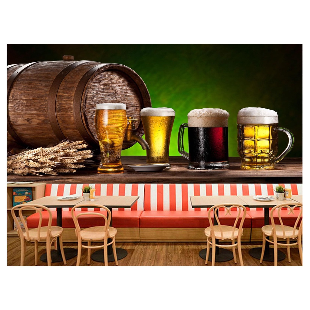 papel de parede Cerveja bebida Tonel cevada 3D 6m² AL107