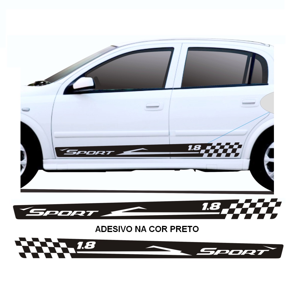 Adesivo Decorativo Para Astra Hatch OU Sedan Kit Faixa Lateral Modelo Escrito Sport 1.8