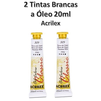 Kit 2 Tintas Óleo Branco Titânio 20ml Acrilex PIntura Tela