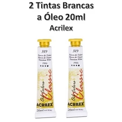 Kit 2 Tintas Óleo Branco Titânio 20ml Acrilex PIntura Tela