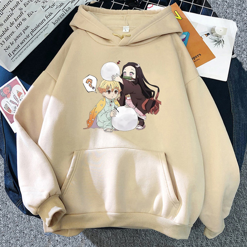 Moletom Com Capuz Feminino Do Anime Demon Slayer Kawaii Nezuko Zenitsu ...