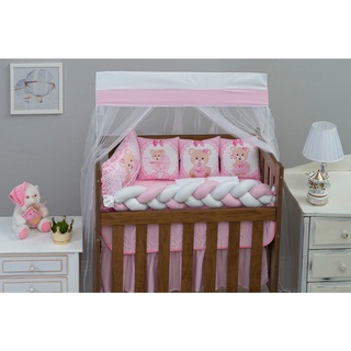 Kit Mini Berço Almofadas 12 Peças + Saia Brinde - Ursa Babi Menina em Oferta na Shopee