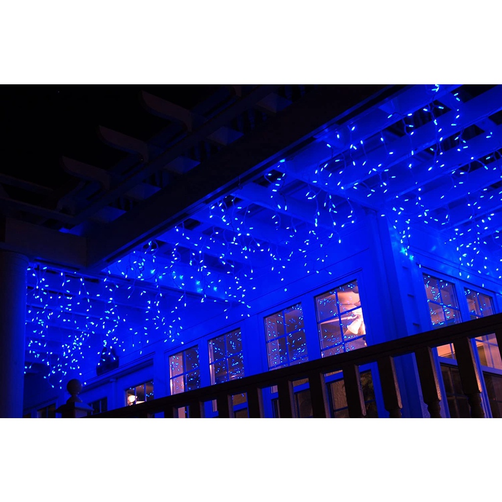 Cascata 400 Leds 10m Luz Azul com 8 Funções (pisca pisca) ou Fixo ( sem pisca pisca )de Natal Festa Decoração