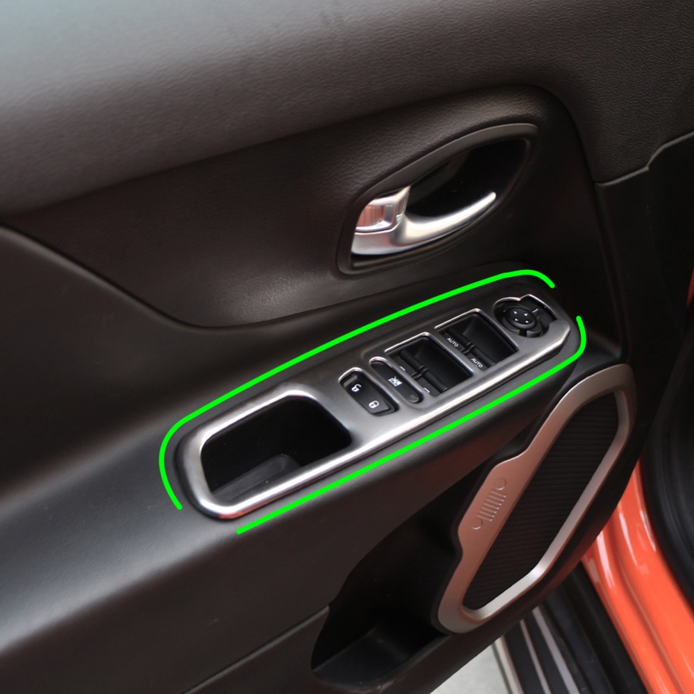 Para Jeep Renegade 2018-2021 LHD Botão De Elevação De Janela Carro Painel De Guarnição Decoração Capa De Adesivo Acessórios De Aço Inoxidável