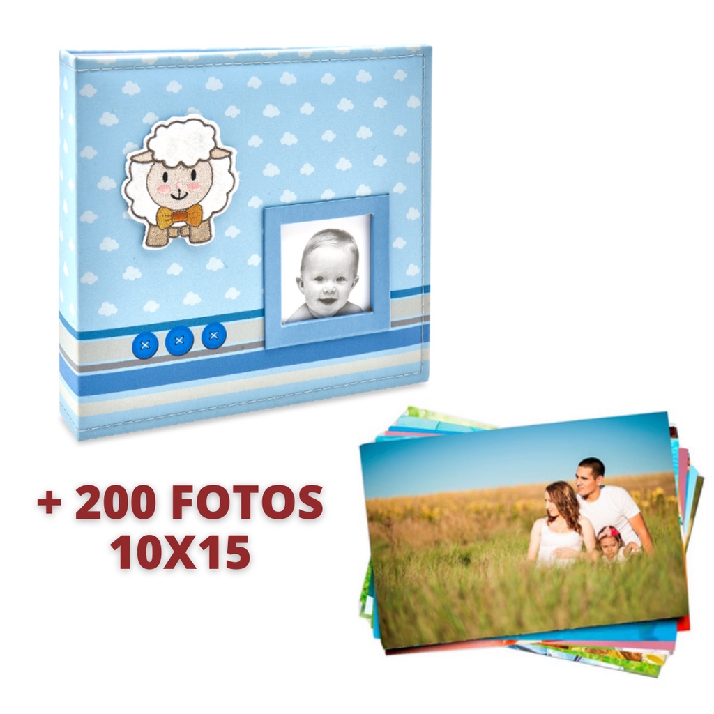 ÁLBUM DE 200 FOTOS PARA BEBES + 200 FOTO 10X15 REVELADAS 816