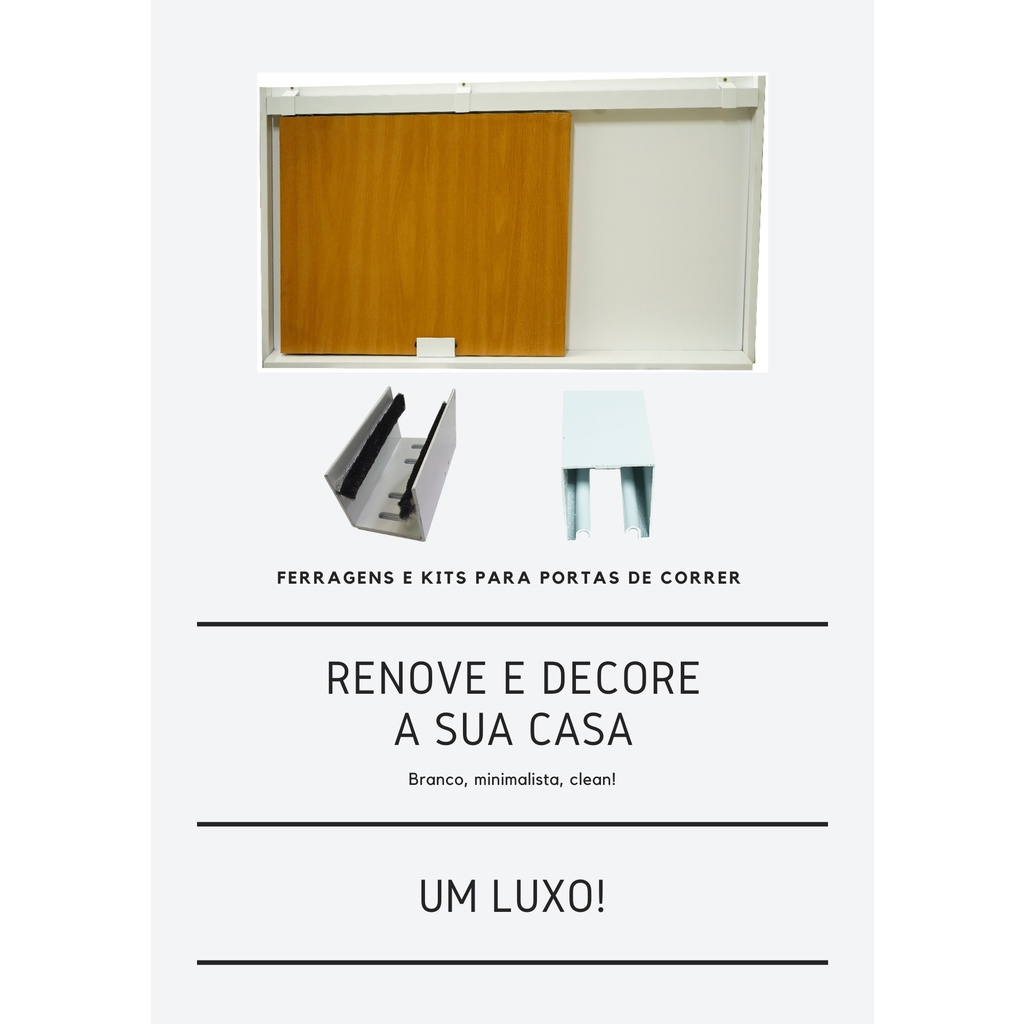 Kit De Ferragens De 1.60m De Correr Branco Para Porta De Até 82cm RDA4