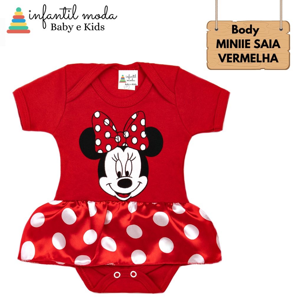 Body Tematico Minnie Saia Vermelha Roupa De Bebe Shopee Brasil