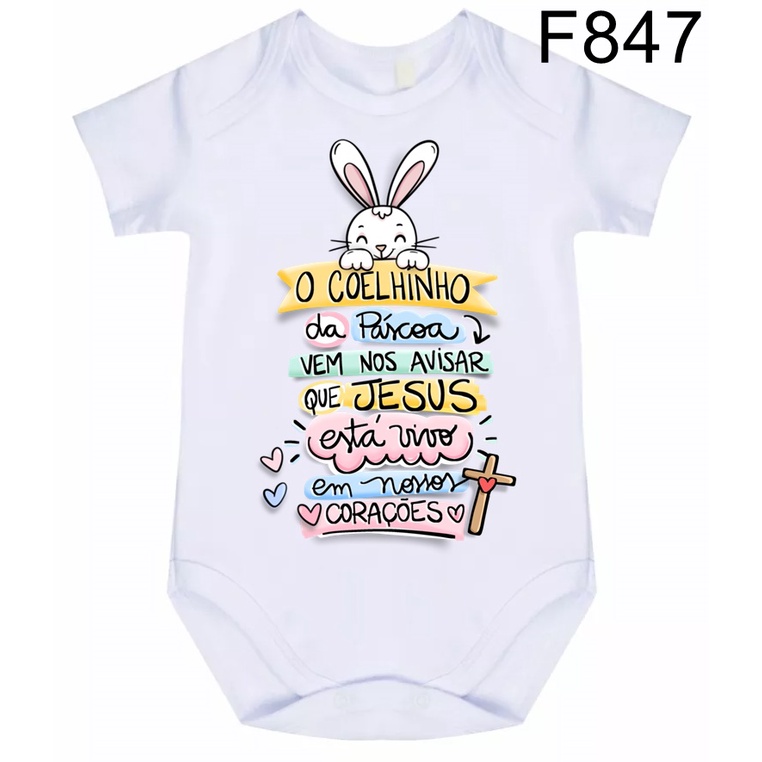 Body Roupa de Bebê Frases O Coelhinho Da Páscoa Vem Nos Avisar... F847 em Oferta na Shopee