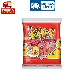 PIRULITO BABY FLOPITO CORAÇÃO FLORESTAL MORANGO 200g