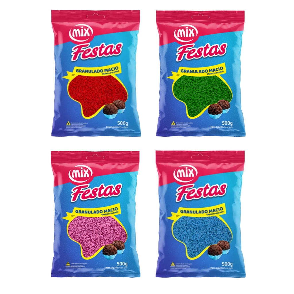 Granulado Macio Coloridos 500g para Doces
