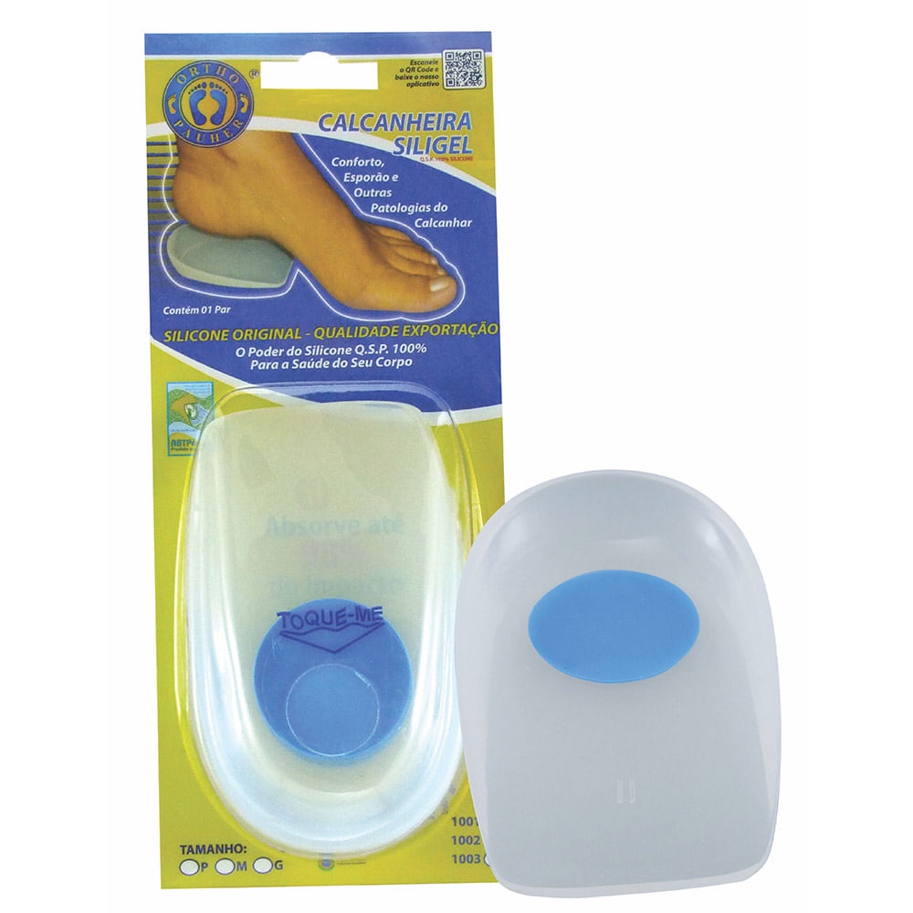 Calcanheira Silicone Siligel com Ponto Azul 1002 Orthopauher Original 100% Silicone
