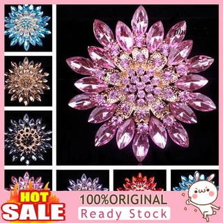 Yer_Women Fashion Shiny Alloy Rhinestone Flor De Liga Brilhante Broche De Noiva Bouquet Nupcial
