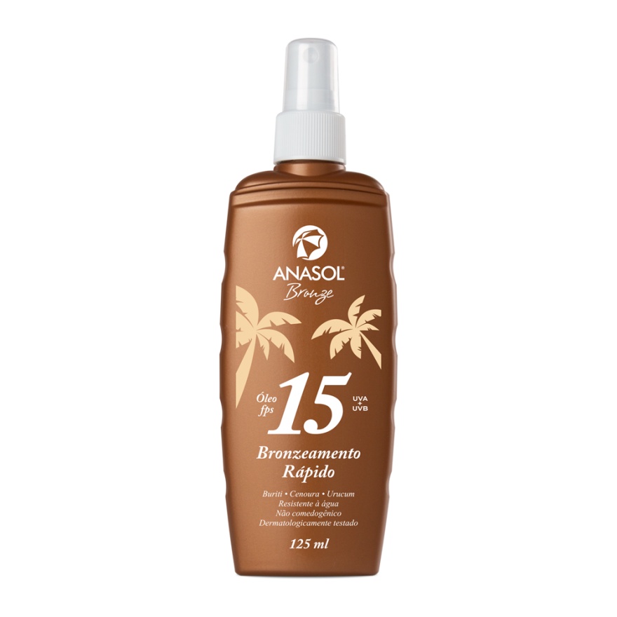 Óleo Bronzeador Anasol Bronze FPS 15 Resistente à água Vegano 125ml