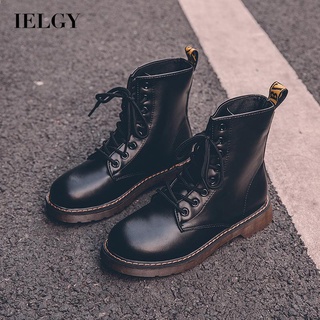 IELGY Botas Martin De Couro Inglês Com Sola Inglesa Renda Frontal