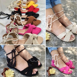 sandalia rasteira com cordas