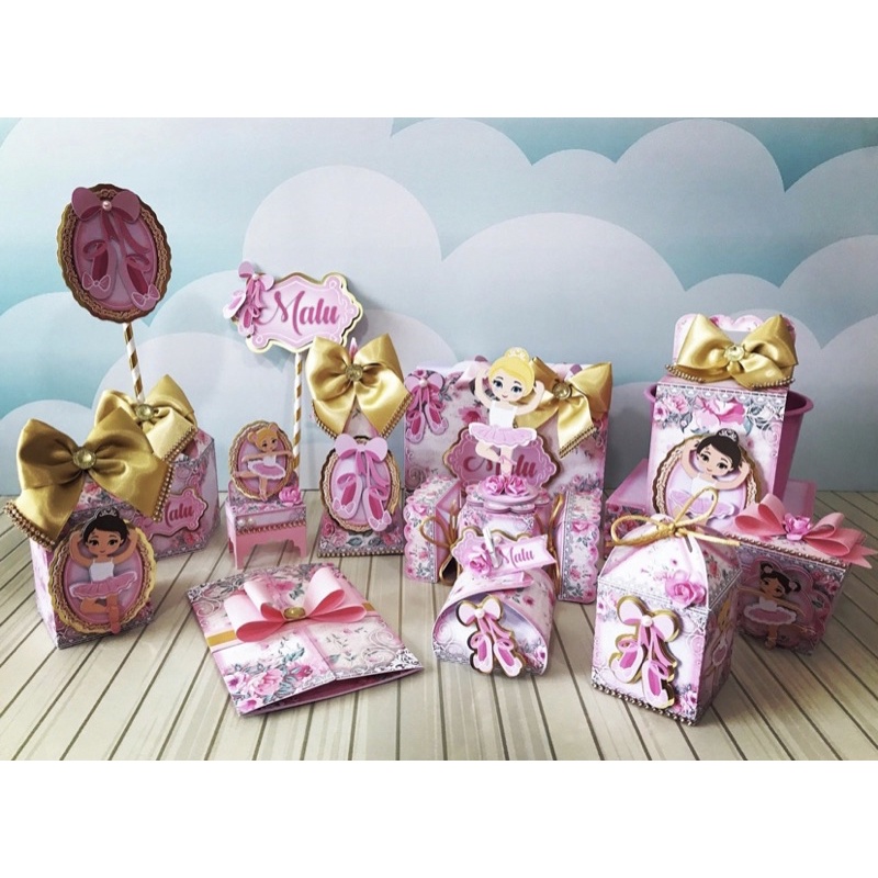 Caixinhas personalizadas, milk, cone e sushi, lembrancinhas, decoração Kit de festa aniversário Bailarina