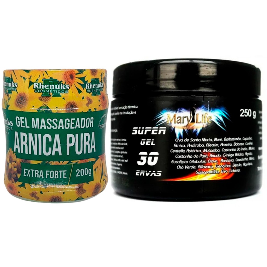 Kit Super Gel 30 Ervas 250g + Gel Massageador Arnica Pura Extra Forte