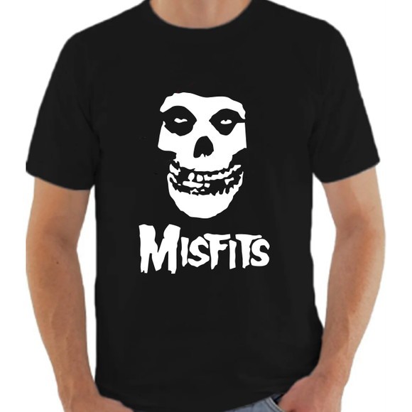 Camiseta Masculina Misfits punk Rock Camisa algodão caveira skul esqueleto
