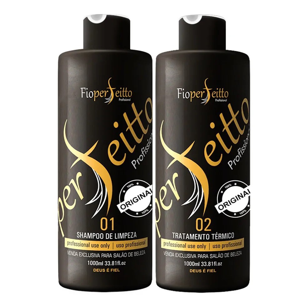 Kit Escova Progressiva Fio Perfeitto Professional FioPerfeitto 2x1litro