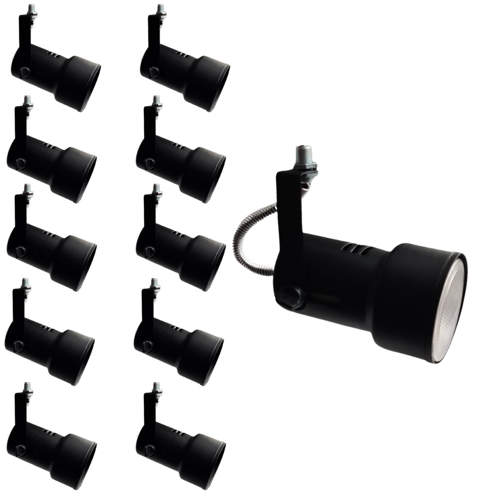 Kit 3 Luminaria Spot Para Trilho Calha Perfilado Eletrocalha Led E27 Par20 Bulbo Teto Parede Casa Salao Cozinha