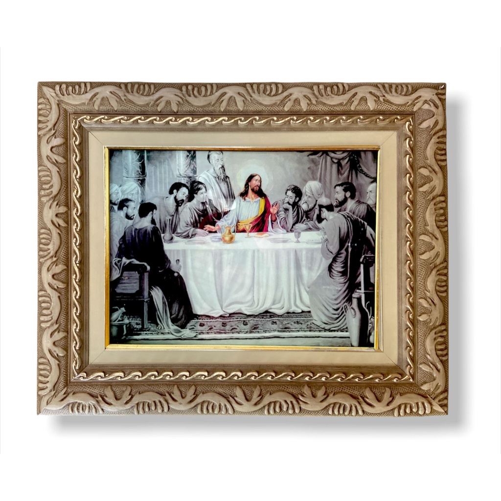 Quadro Parede Santa Ceia 12  Apostolos Imagem Resinada 57x47