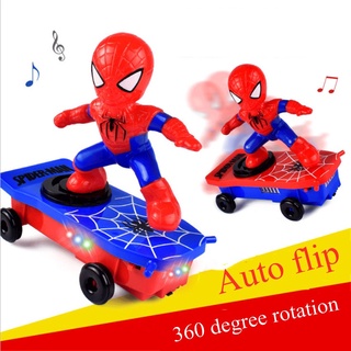 Brinquedo Elétrico De Música Homem-Aranha Com Rotação Automática Carro Flip