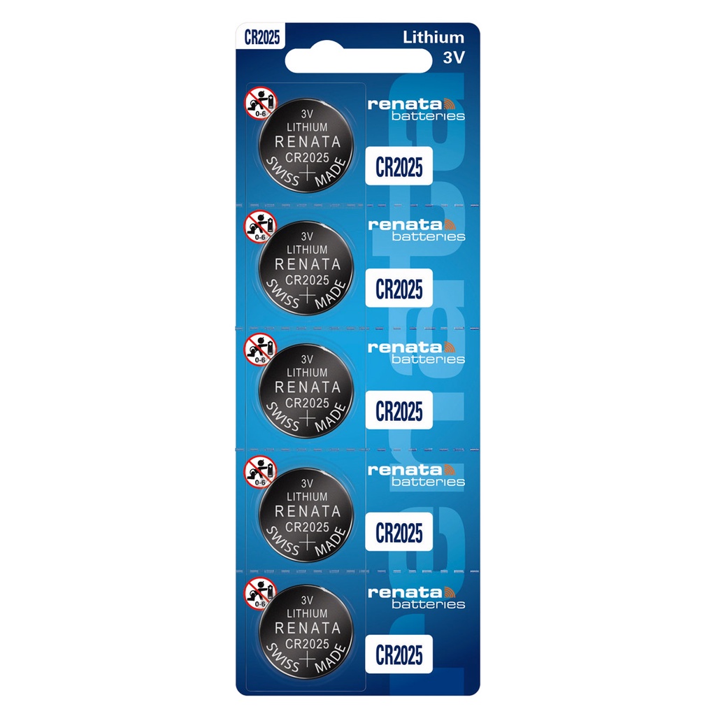 Pilha CR2025 3V Renata Bateria Moeda 5 unidades