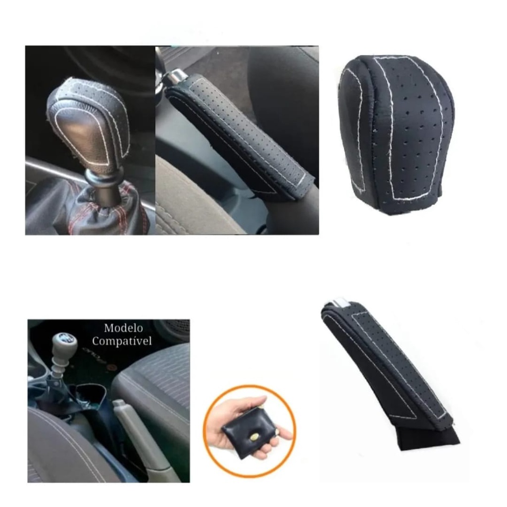 Aplique Revestimento Capa Em Couro  Câmbio Manual Manopla Fiat Linea Mobi Punto Palio Palio Economy Grand Siena
