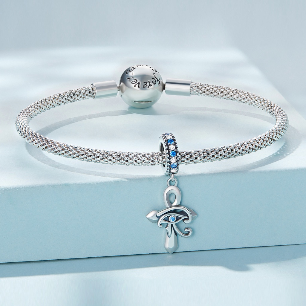 Pingente Bamoer 925 Sterling Cross Horus Olhos De Cavalo Acessórios Para Pulseira DIY Colar Joias · foto 2