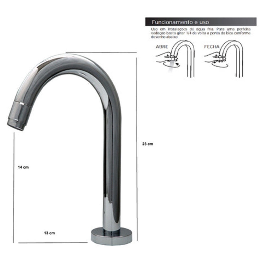 Torneira Banheiro Lavatório Pratica Clean Metal Luxo 1/4v — imagem 2 de 2