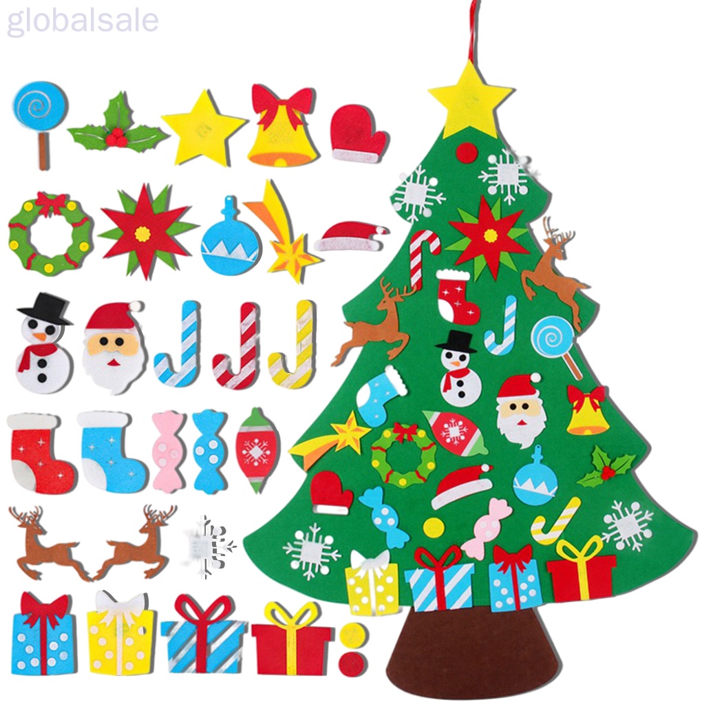 Athetier Christmas Tree DIY Felt Christmas Tree Set for Kids Christmas Tree Decorations for Toddlers with Ornaments Xmas Tree for Door Wall Hanging Decorate Party Supplies 25pcs 