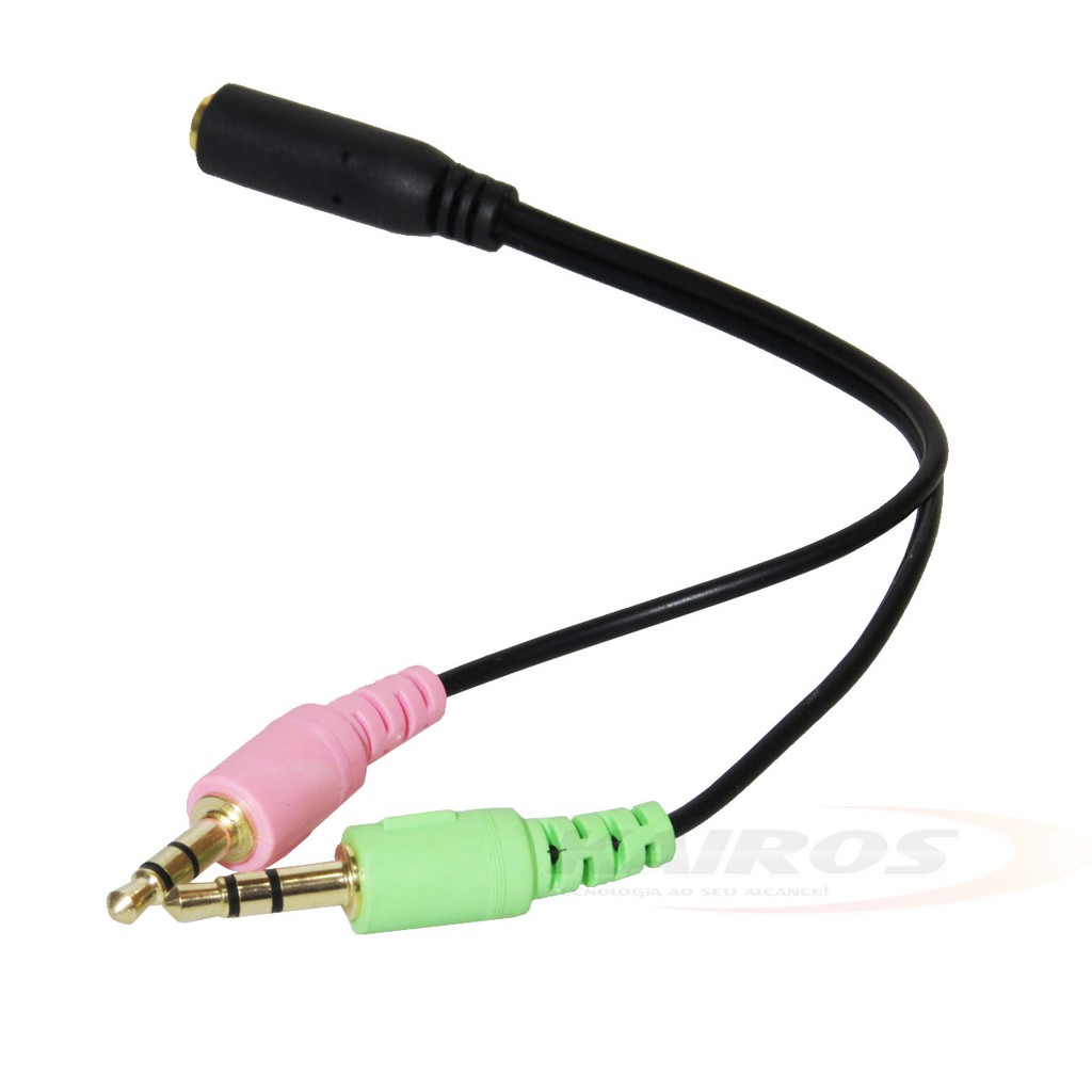 Adaptador Y Áudio P3 Fêmea Para 2 P2 Macho Fone + Microfone