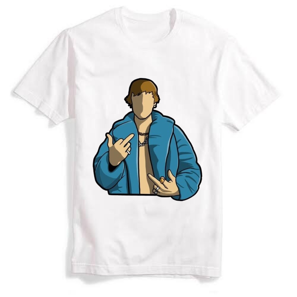 Camiseta branca 100% algodão Justin Bieber's New Smiley-Face  Justin Bieber's new brand
