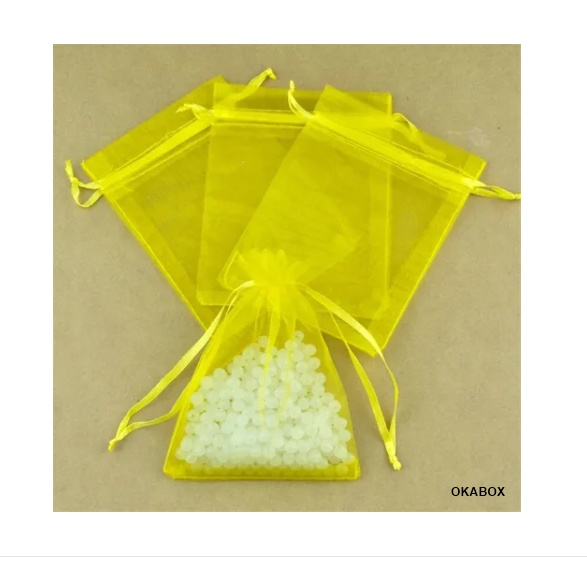 20 Saquinhos De Organza 20x30 Fita Cetim (Amarelo Ouro)