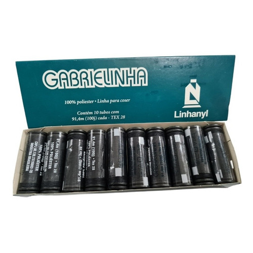 Linha Gabrielinha 128 Preta – Caixa com 10 Tubos de 100 Jardas — imagem 2 de 2