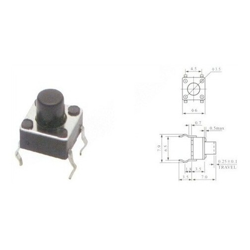 10x Chave Tactil 6x6x7mm 4t 180 Graus